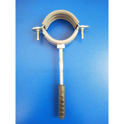 Хомут обрезинен. 1 1/2" (47-52) с дюбелем и шурупом
