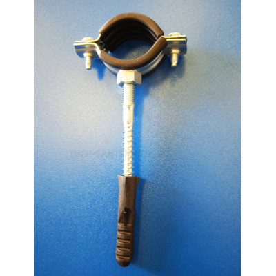 Хомут обрезинен. 3/4" (26-30) с дюбелем и шурупом
