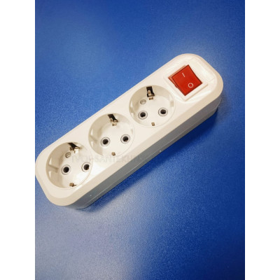 Колодка розеточная 3 гнезда с выкл. 2П+З 16А 230В IP20 (белая) InHome, Grand