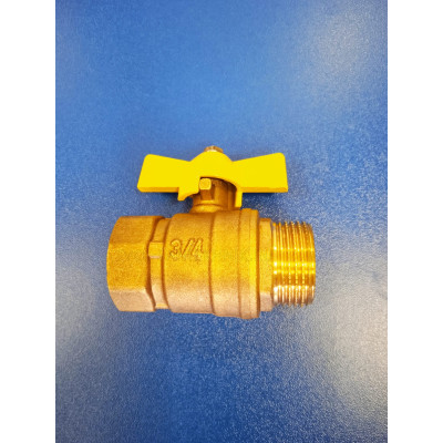 Кран шар. 3/4" нр-вр бабочка (Оптима) для газа