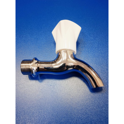 Кран водоразборный 1/2" (цинк) с белым пластиковым маховиком