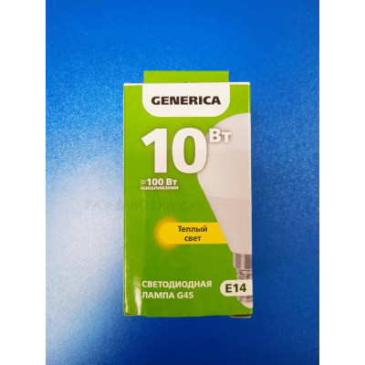 Лампа LED 10Вт 3000К Е14 (IEK Generica) - шар G45