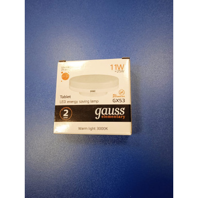 Лампа LED 11Вт 3000К GX53 (Gauss Elementary) -таблетка Т75