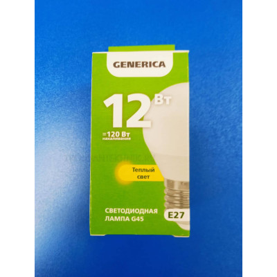 Лампа LED 12Вт 3000К Е27 (IEK Generica) -шар G45