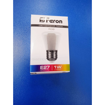 Лампа LED 1Вт Е27 C45 RGB (Feron) плавн.смена цвета, матовая