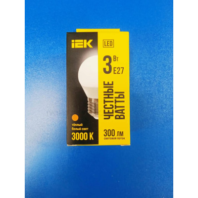 Лампа LED 3Вт 3000К Е27 (IEK) -шар G45
