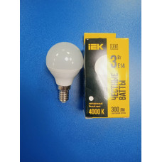 Лампа LED 3Вт 4000К Е14 (IEK) -шар G45