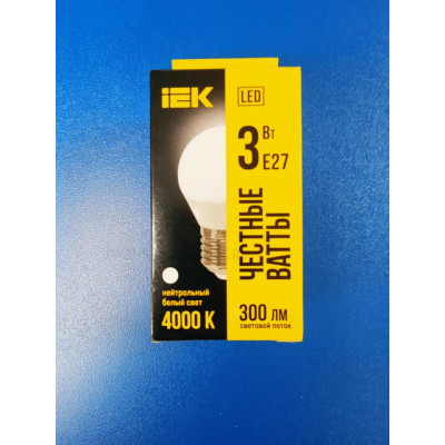 Лампа LED 3Вт 4000К Е27 (IEK) -шар G45
