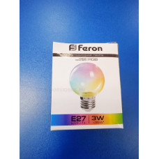 Лампа LED 3Вт Е27 RGB G60 (Feron) плавн.смена цвета, прозр. Лампа LED 3Вт Е27 RGB G60 (Feron) плавн.смена цвета, прозр.