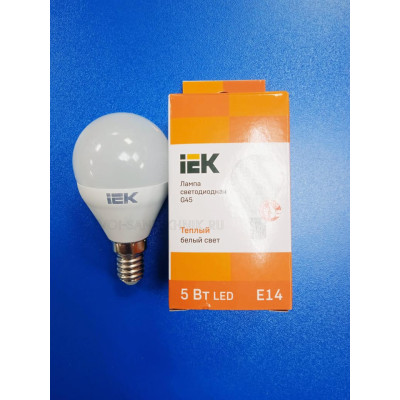 Лампа LED 5Вт 3000К Е14 (IEK) -шар G45