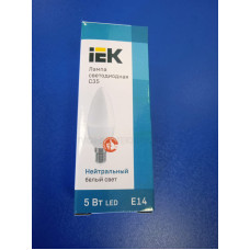 Лампа LED 5Вт 4000К Е14 (IEK) -свеча С35 Лампа LED 5Вт 4000К Е14 (IEK) -свеча С35