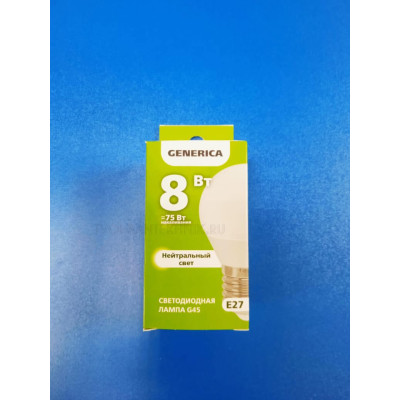 Лампа LED 8Вт 4000К Е27 (IEK Generica) - шар G45