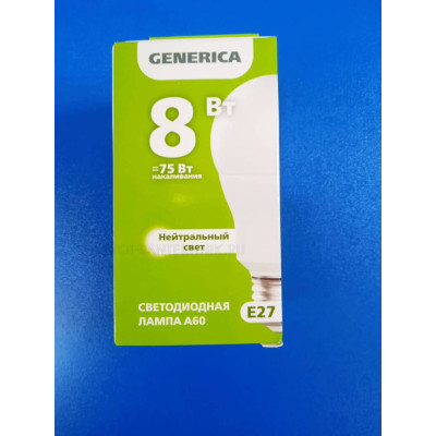 Лампа LED 8Вт 4000К Е27 (IEK Generica) -шар А60 Лампа LED 8Вт 4000К Е27 (IEK Generica) -шар А60