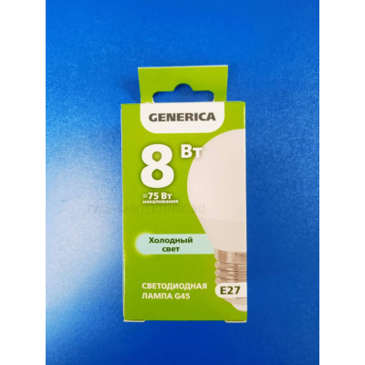 Лампа LED 8Вт 6500К Е27 (IEK Generica) - шар G45 Лампа LED 8Вт 6500К Е27 (IEK Generica) - шар G45