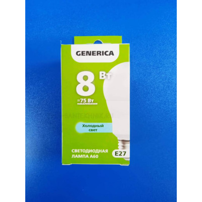 Лампа LED 8Вт 6500К Е27 (IEK Generica) -шар А60 Лампа LED 8Вт 6500К Е27 (IEK Generica) -шар А60