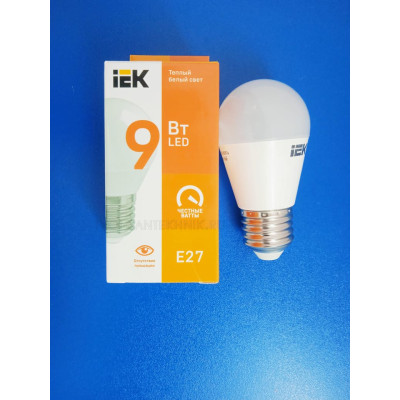 Лампа LED 9Вт 3000К Е27 (IEK) -шар G45 Лампа LED 9Вт 3000К Е27 (IEK) -шар G45