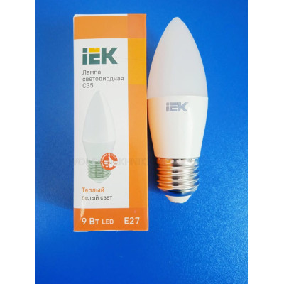 Лампа LED 9Вт 3000К Е27 (IEK) -свеча С35