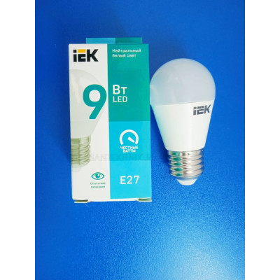 Лампа LED 9Вт 4000К Е27 (IEK) -шар G45 Лампа LED 9Вт 4000К Е27 (IEK) -шар G45