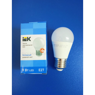 Лампа LED 9Вт 6500К Е27 (IEK) -шар G45