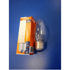 Лампа накаливания Е27, 40Вт (Osram) -свеча, прозрачн. Лампа накаливания Е27, 40Вт (Osram) -свеча, прозрачн.