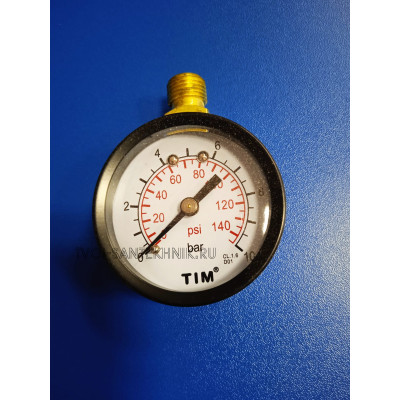 Манометр Y-50С-10, 1МПа, 1/4" верх.подключ.(Tim)
