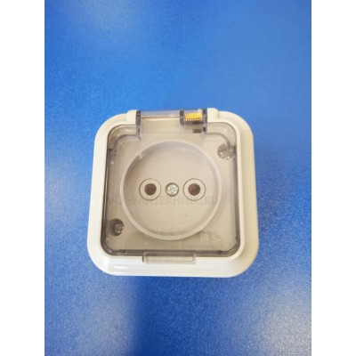 Розетка 2П ОУ с крышк. прозр. 16А (Серая) IP54 Bylectrica
