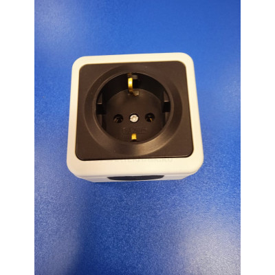 Розетка 2П+З ОУ 16А IP20 (Серая+Черная) NE-AD Multima /Турция