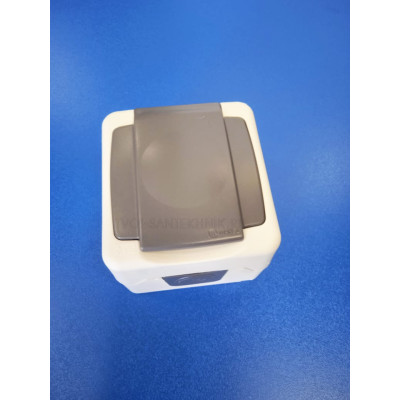 Розетка 2П+З ОУ с крышк. 16А IP55 (серая) Makel Plus /Турция