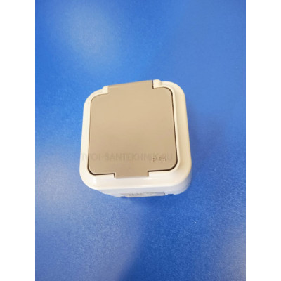 Розетка 2П+З ОУ с крышк. 16А (Серая) IP54 Bylectrica