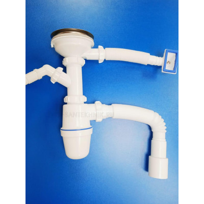 Сифон д/мойки 3 1/2" с универсальным переливом и гофрой (AquaKratos) A1045S ECO