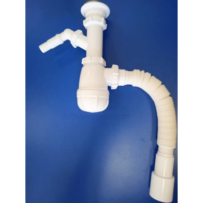 Сифон д/мойки (Aquant) с отводом д/ст.м, с гофрой B1025-30-MR