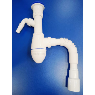 Сифон для мойки 1 1/2" с отводом (Unicorn) с гофрой