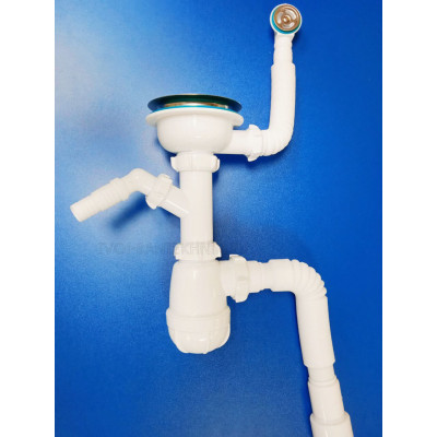 Сифон для мойки 3 1/2" с круглым переливом и гофрой (Aquant) Сифон для мойки 3 1/2" с круглым переливом и гофрой (Aquant)