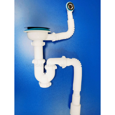 Сифон для мойки 3 1/2" с переливом и гофрой (Aquant) - черная решетка (прямоточный) Сифон для мойки 3 1/2" с переливом и гофрой (Aquant) - черная решетка (прямоточный)