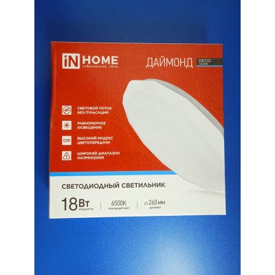 Светильник светодиодный 18Вт 6500К IP40 (Inhome) "Даймонд"