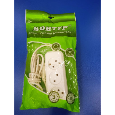 Удлинитель 3м, 3гнезда, 10А (Контур)