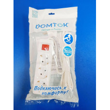 Удлинитель 3м, 3гнезда, 16А (Domtok) заземл, выкл, белый Удлинитель 3м, 3гнезда, 16А (Domtok) заземл, выкл, белый