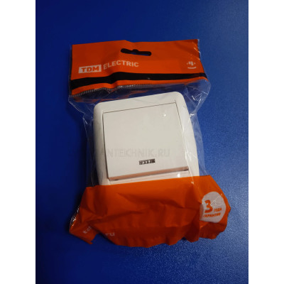 Выключатель 1-кл. с подсв. ОТКР.УСТ. IP44 10A "Селигер" (белый)